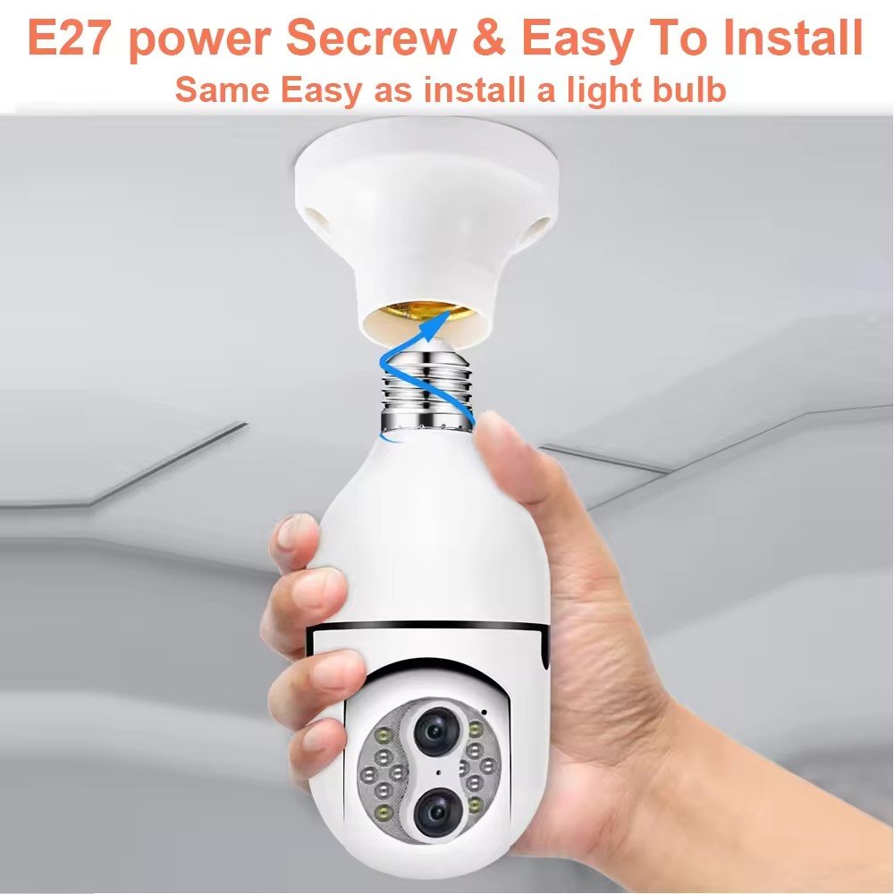 Hot Sale 1080P Dual Lens Wireless Light Bulb Camera 10X Zoom Smart Wifi 360 Panoramic Bulb Cctv Wireless Security Camera