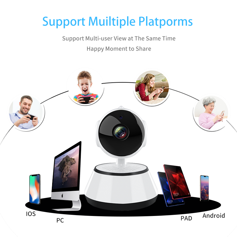 Wifi Indoor Home Security CCTV Camera 2MP Resolution Baby Monitor Night Vision Auto Tracking Motion Detection SD Card Camera
