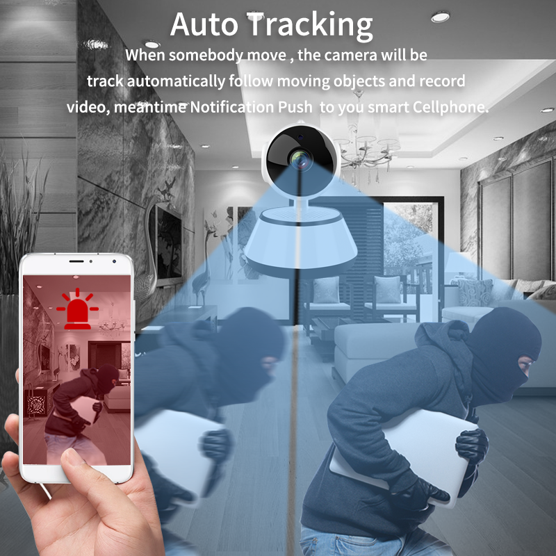 Wifi Indoor Home Security CCTV Camera 2MP Resolution Baby Monitor Night Vision Auto Tracking Motion Detection SD Card Camera