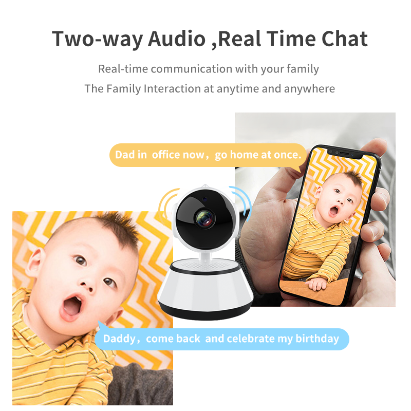 Wifi Indoor Home Security CCTV Camera 2MP Resolution Baby Monitor Night Vision Auto Tracking Motion Detection SD Card Camera