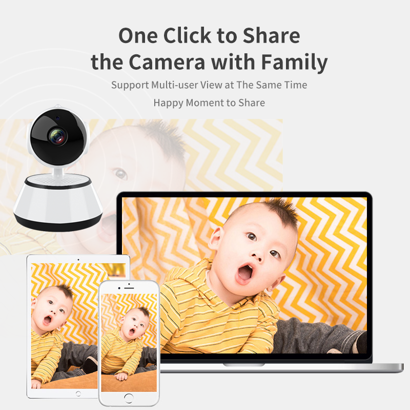 Wifi Indoor Home Security CCTV Camera 2MP Resolution Baby Monitor Night Vision Auto Tracking Motion Detection SD Card Camera