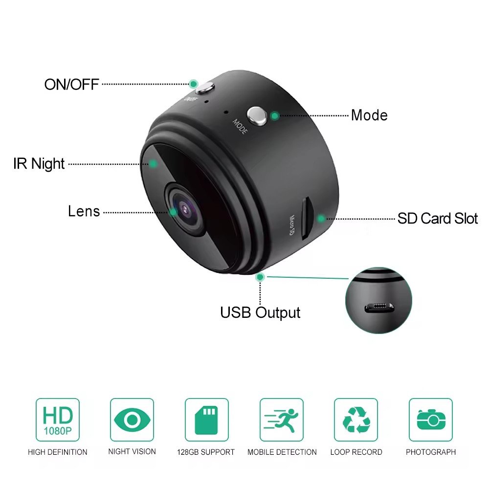 A9 mini CAMERA Wireless HD WiFi 1080p camera Wireless network wifi APP control indoor camera