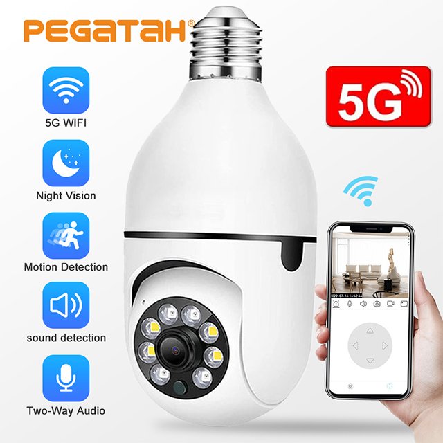 E27 5G Full Color Night Vision Network Camera Automatic Human Tracking Two-Way Audio Security Monitor Wifi Surveillance