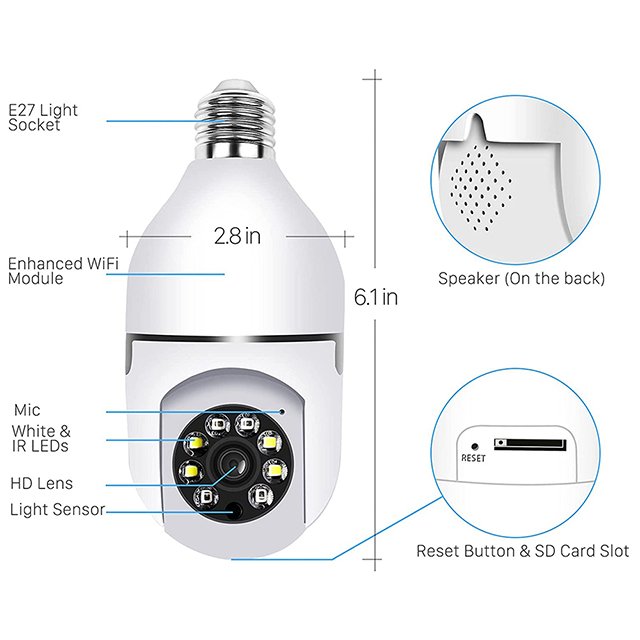E27 5G Full Color Night Vision Network Camera Automatic Human Tracking Two-Way Audio Security Monitor Wifi Surveillance