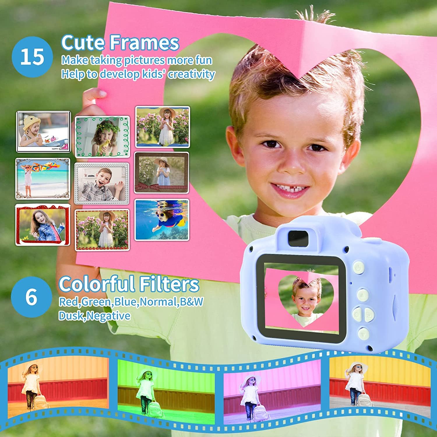 Gift for 6 7 8 9 10 years old girl kids waterproof camera christmas birthday gift toy suitable for 3-12 years old 1080P digital