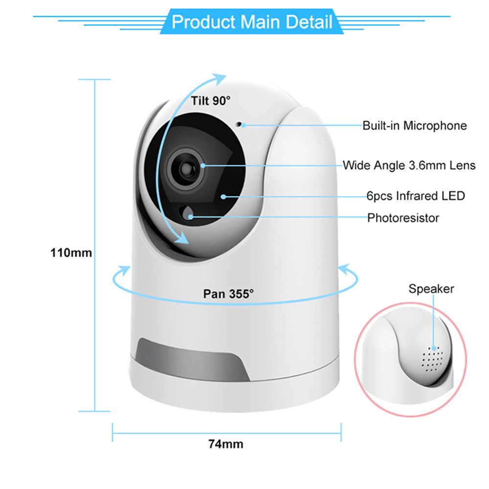 5Mp Tuya WiFi camera Pan-Tilt 360 view Two-way Audio Home Security Mini WiFi Camera Smart Baby Monitor Camera