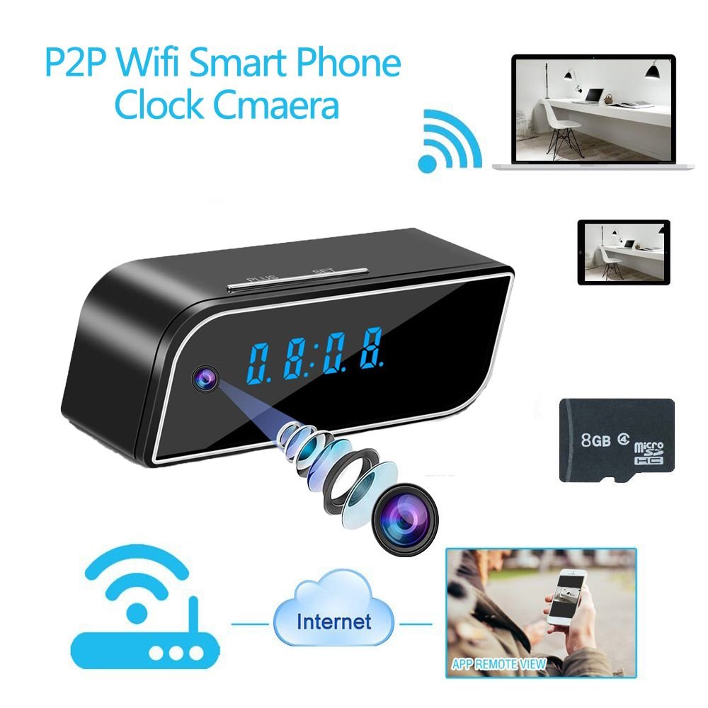 Small Camera Clock - Full HD 1080P WiFi - Mini Wireless Nanny Cam - Indoor Home Security CAM