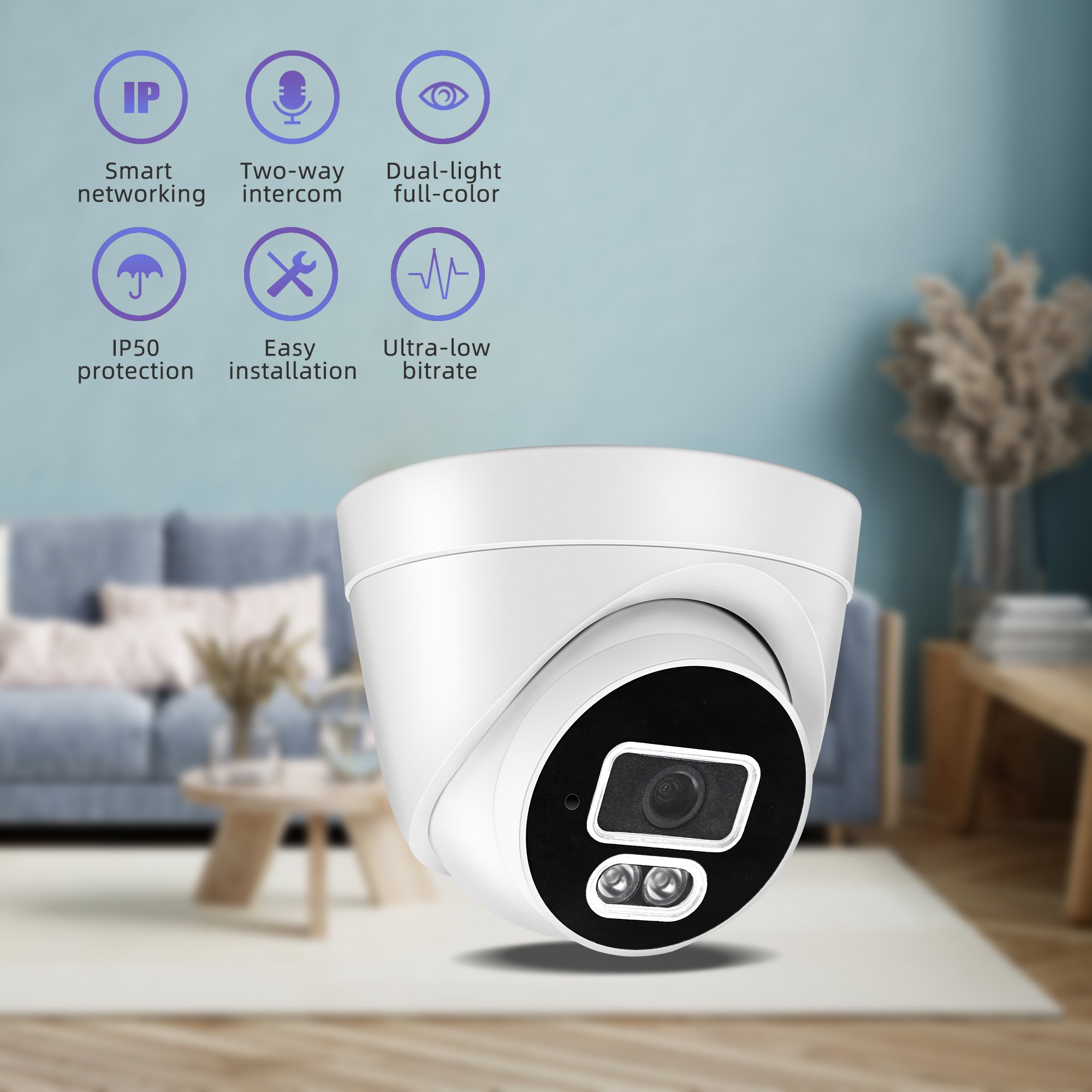 Indoor p2p Ir Dome Camera Home Night Vision Dome Security Camera Smart Two Way Audio IP Network CCTV POE Camera Security System