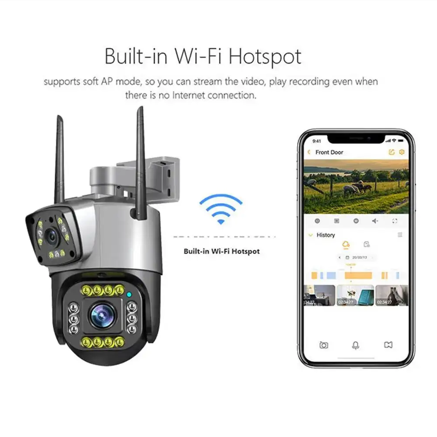 nice price of V380pro 4MP dual lens wifi cctv ip network with two way audio and night vision camera indoor and out door