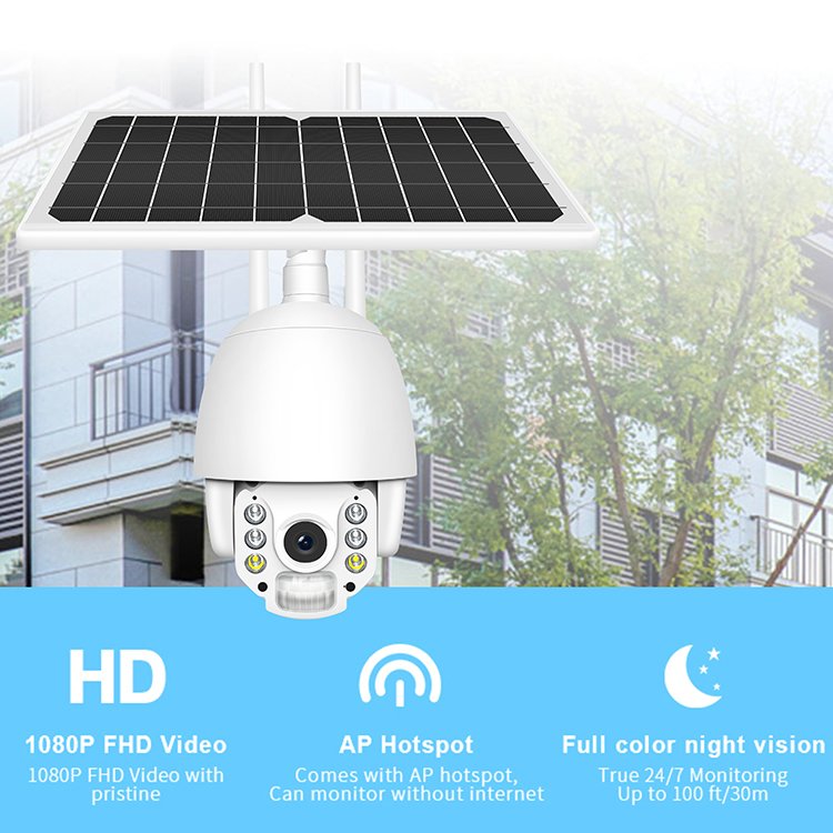 Top Sellers Smart IP Wifi CCTV Network Camera Wireless Solar Home Security with Motion Detection Face Detection & Reset Function