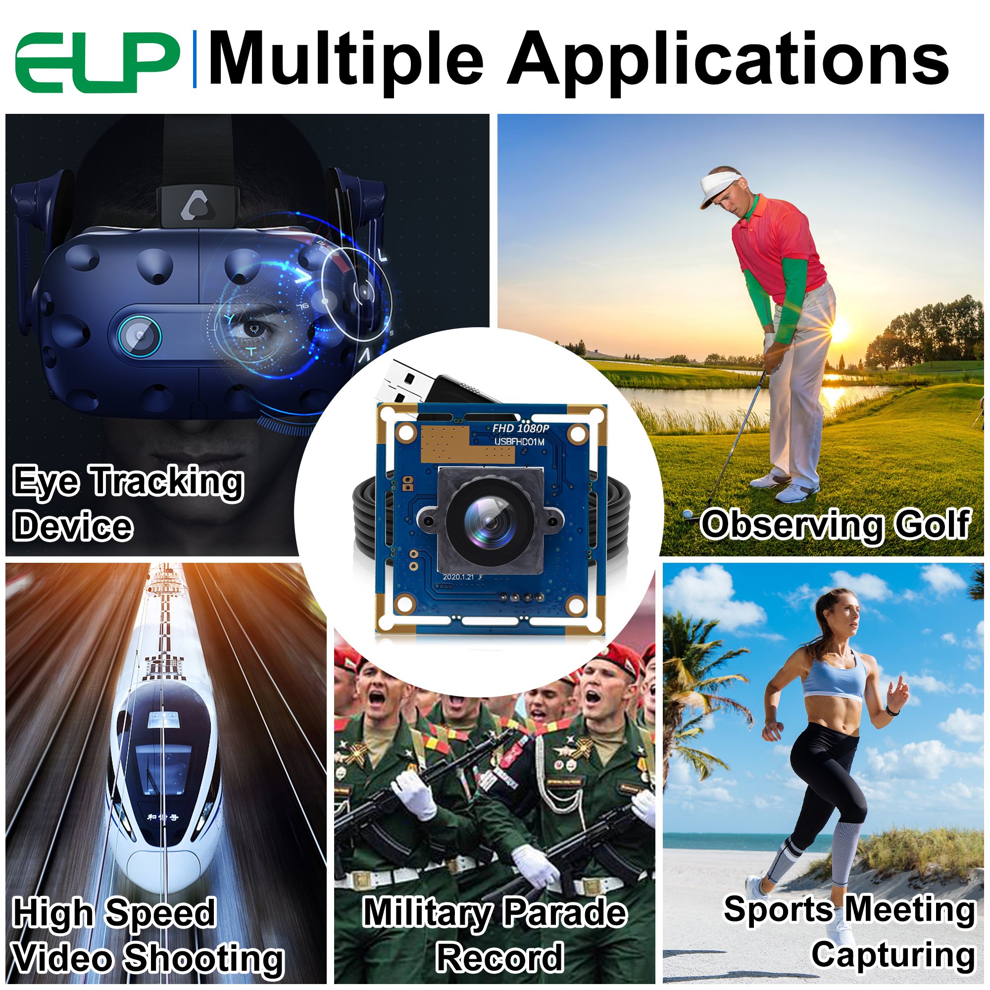 ELP 2 Megapixel Full HD 1080P Module Camera 120fps 60fps OV2710 Micro Mini USB Camera Module with Wide Angle 2.1mm Lens for PC