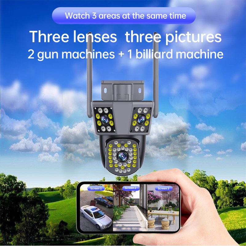Wistino 6K three lens wireless camera wifi human motion tracking two way voice wifi security camera
