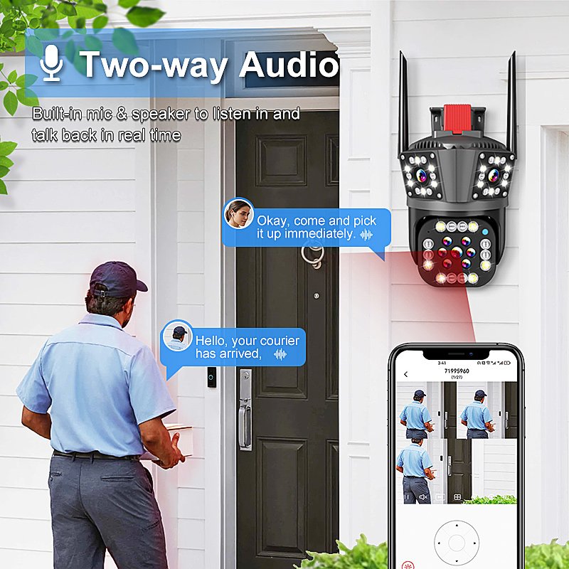 OEM Outdoor 4MP 10x Zoom Wireless Wifi Ip Camera Full Color Three Lens 360 Degree Wireless Ptz Wifi Network Security Cctv Camera