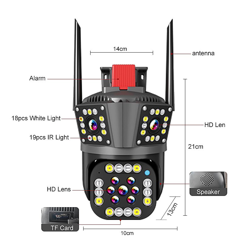 OEM Outdoor 4MP 10x Zoom Wireless Wifi Ip Camera Full Color Three Lens 360 Degree Wireless Ptz Wifi Network Security Cctv Camera