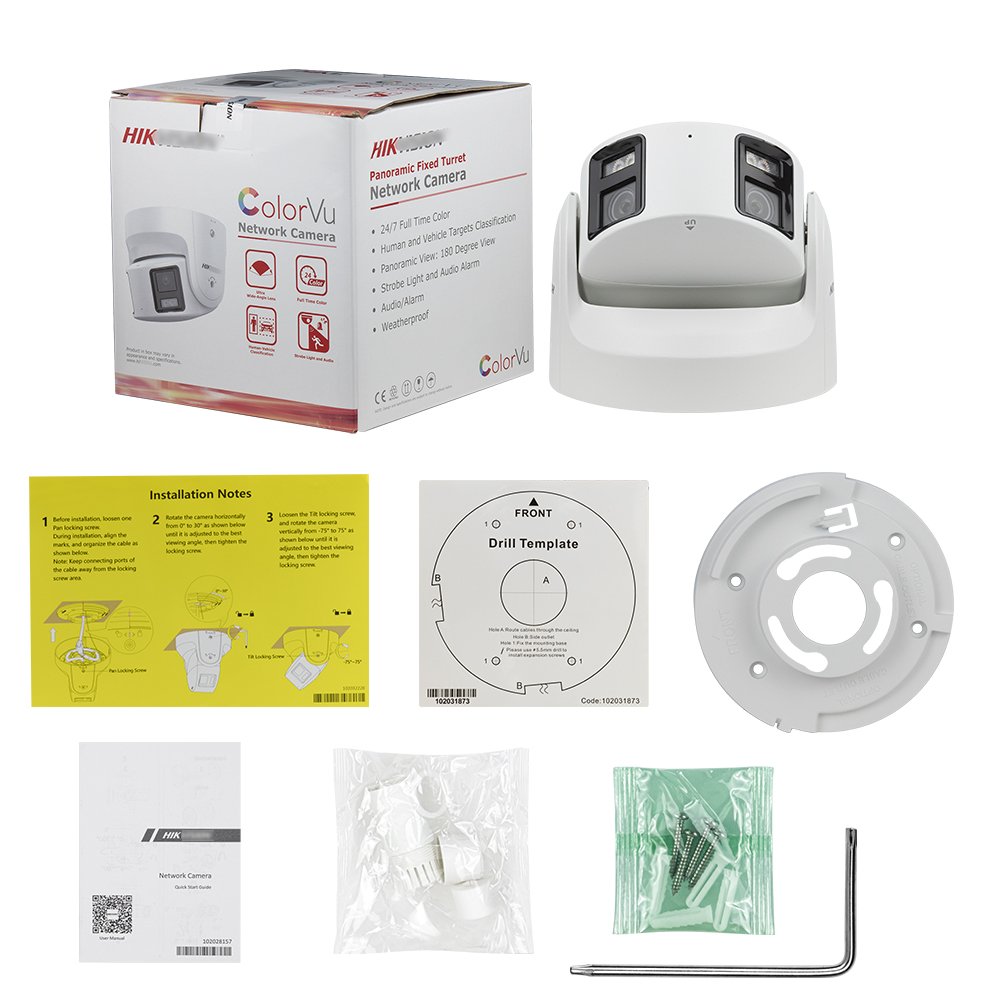 In Stock Hik 8MP Panoramic ColorVu Fixed Turret Network Camera DS-2CD2387G2P-LSU/SL