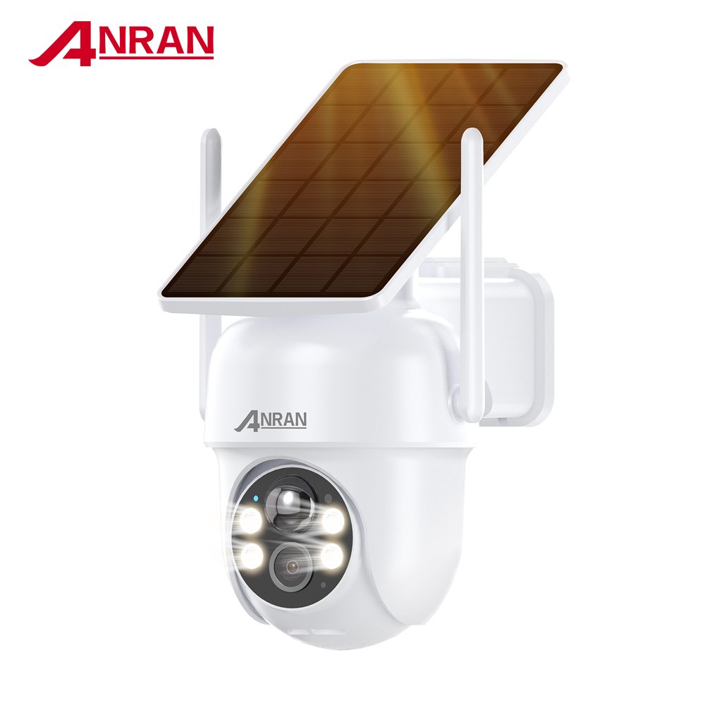 ANRAN 100% Wireless Solar Panel 2k 3MP Floodlight Color Night Vision Home Security Wifi Network Camera