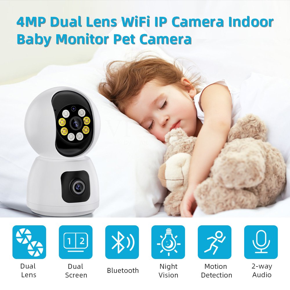 2024 Hot Selling 3MP 1MP Dual Lens Wifi PTZ IP Camera Home Security WiFi Baby Monitor WiFi Mini Network Camera