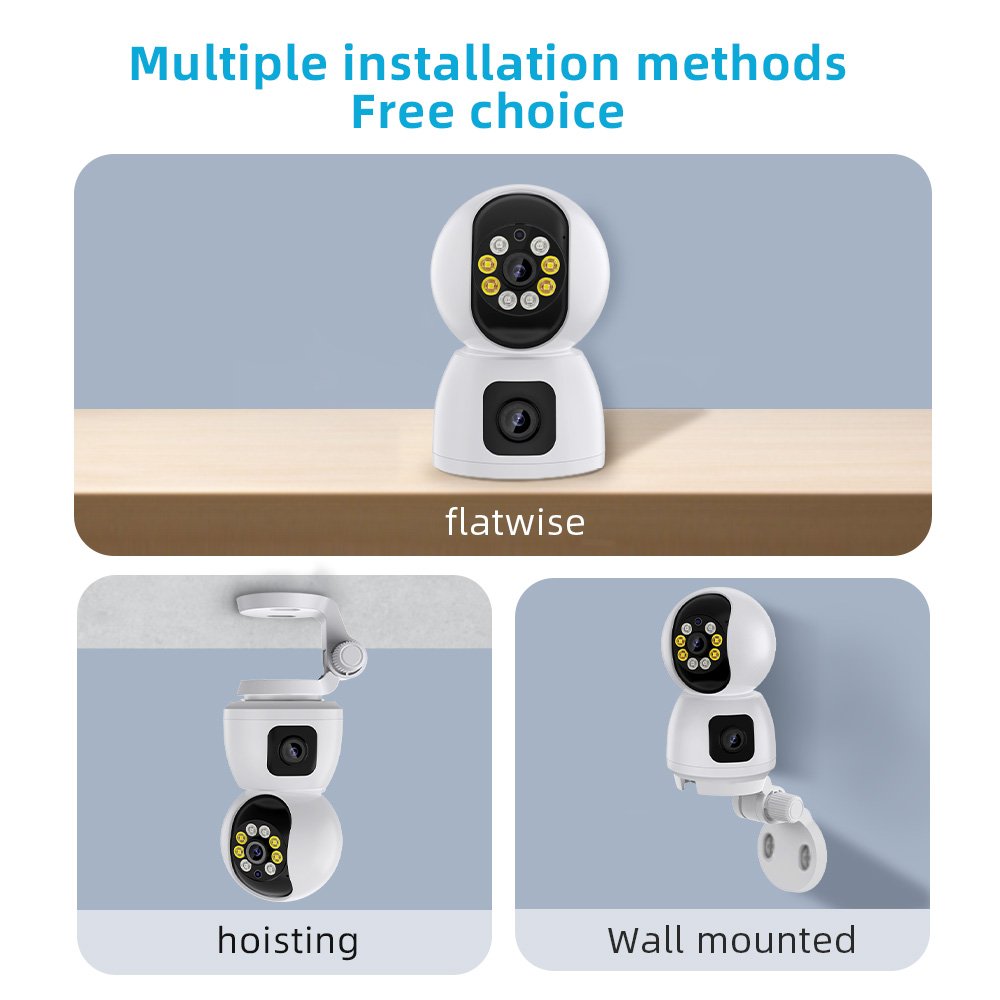 2024 Hot Selling 3MP 1MP Dual Lens Wifi PTZ IP Camera Home Security WiFi Baby Monitor WiFi Mini Network Camera