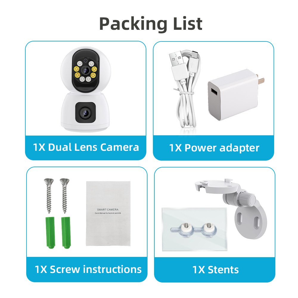 2024 Hot Selling 3MP 1MP Dual Lens Wifi PTZ IP Camera Home Security WiFi Baby Monitor WiFi Mini Network Camera