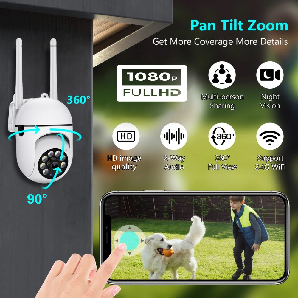 A7 1080P PTZ Network Camera 2MP WIFI Home Security Camera 360 Degree Rotating HD Night Vision Video 360 Camera