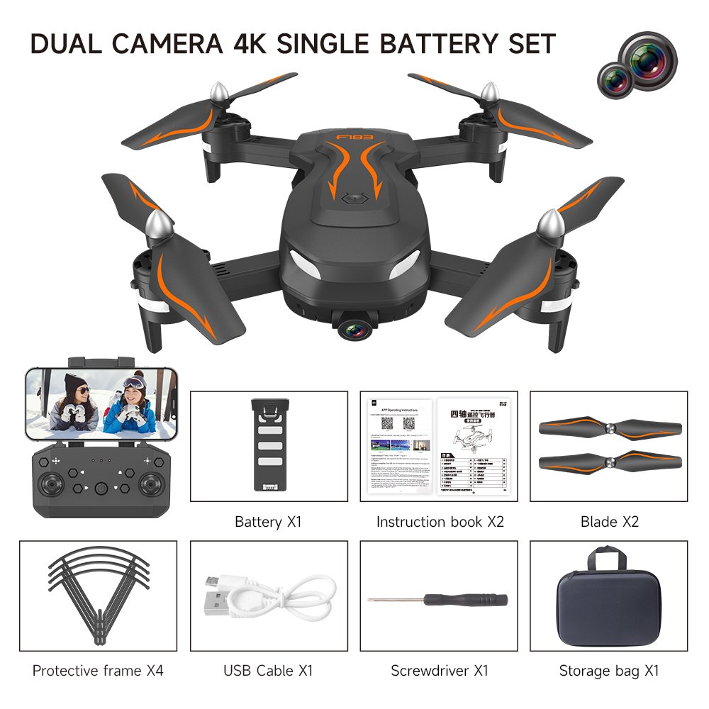 F183 Helicopter Toys Foldable Quadcopter RC Mini Drone Professional Optical Flow Localization WiFi FPV HD 4K Camera Drones