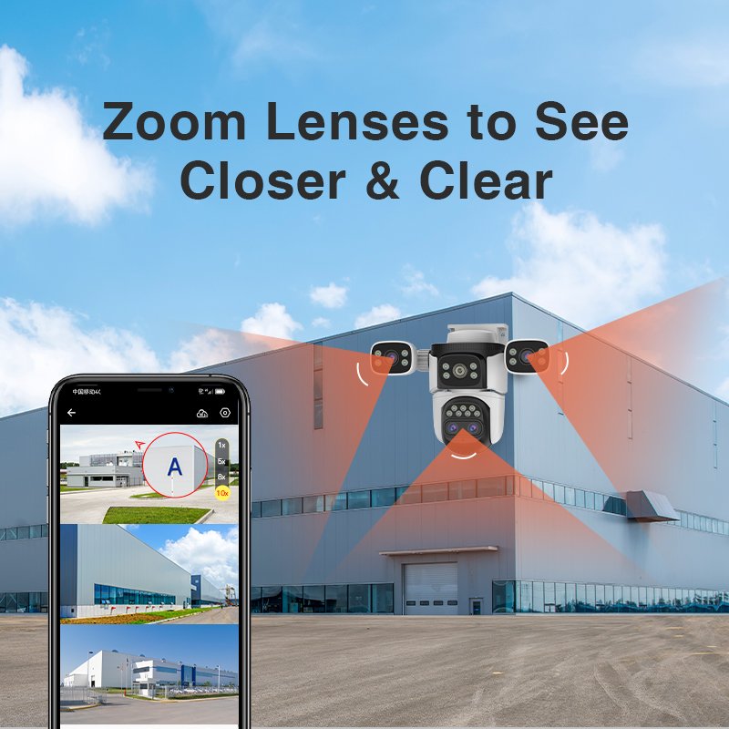 New listed Full HD outdoor dual lens three screen wifi camera AI automatic tracking smart wireless solar security camera