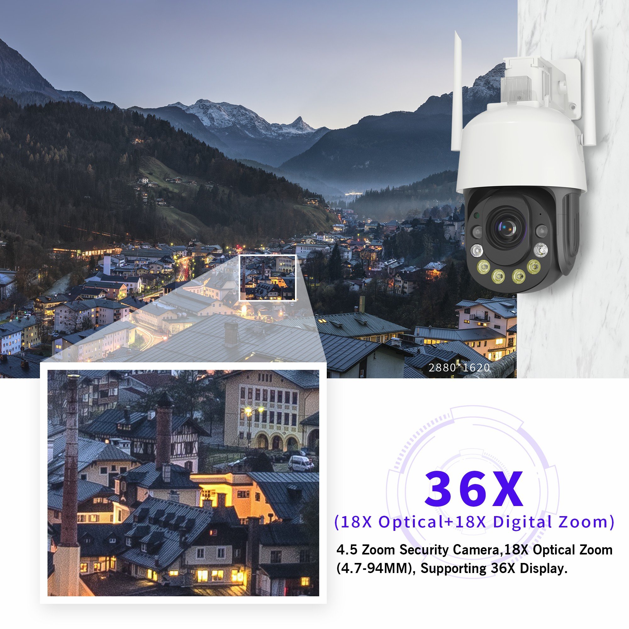 5mp outdoor 36x zoom Auto tracking ICSee home Security Network CCTV wireless WIFI /4G sim card lte nvr support network Camera