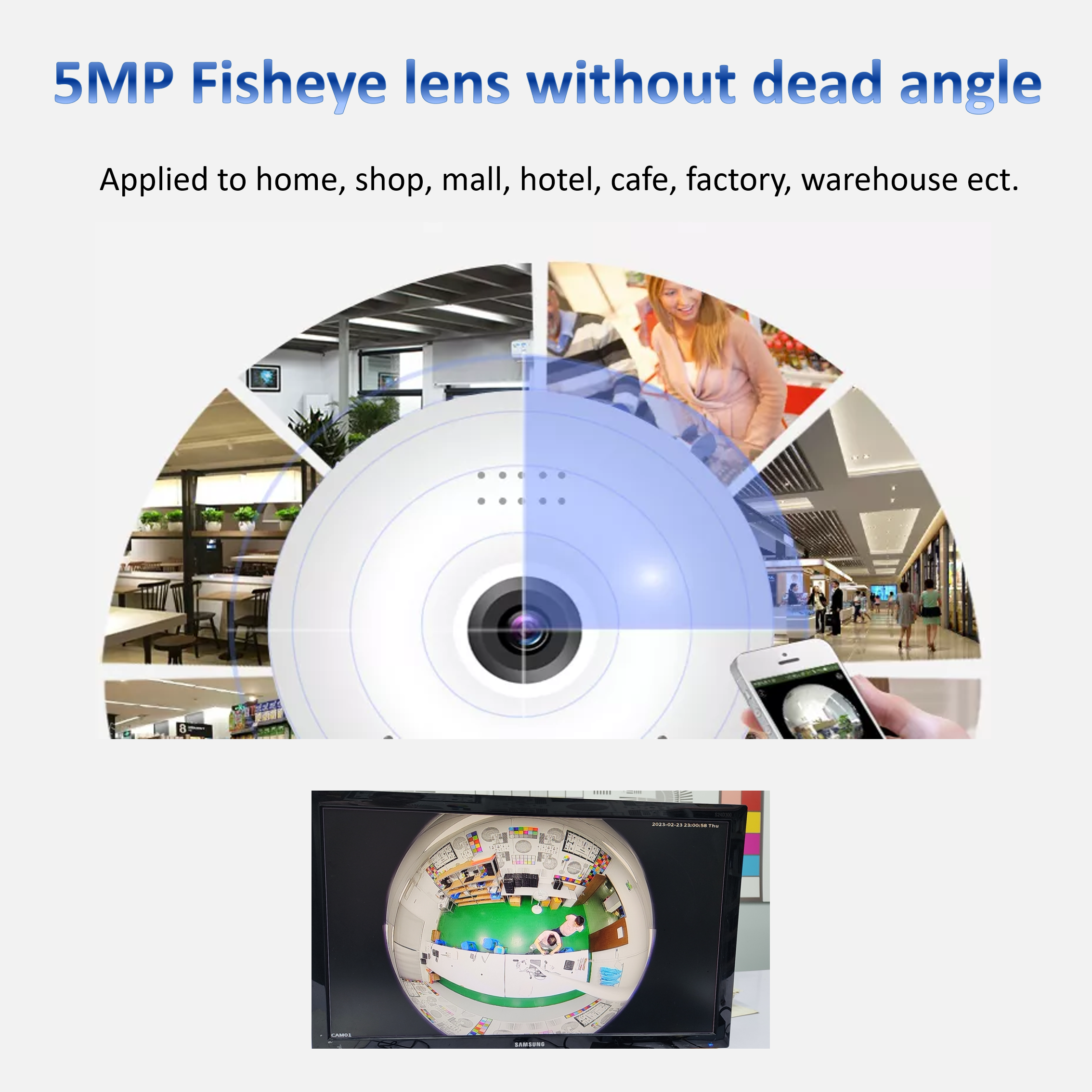 5MP 360 Degree Panoramic Network Camera School Hospital Indoor IP Dome Camera Ceiling Mount VR Fisheye Security Camera