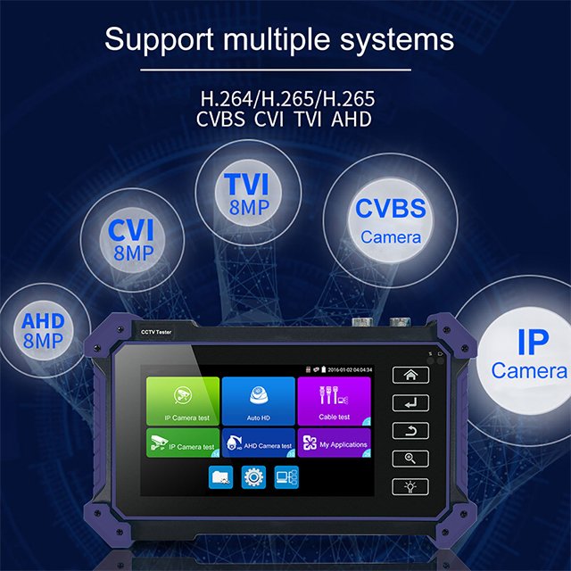 PEGATAH 5inch IPS Touch Screen CVBS Analog Camera Test 4K HD Support POE PTZ WiFi CCTV IP Camera Tester Monitor