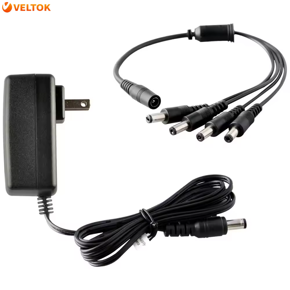 12v 2a 100v-240v Security Camera Power Supply With 4-way Power Splitter Cable Cctv Power Adapter For Analog/ahd Dvr/camera