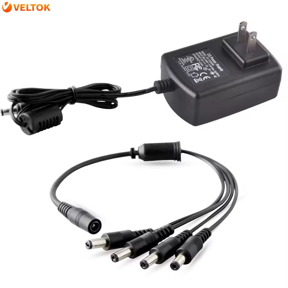 12v 2a 100v-240v Security Camera Power Supply With 4-way Power Splitter Cable Cctv Power Adapter For Analog/ahd Dvr/camera