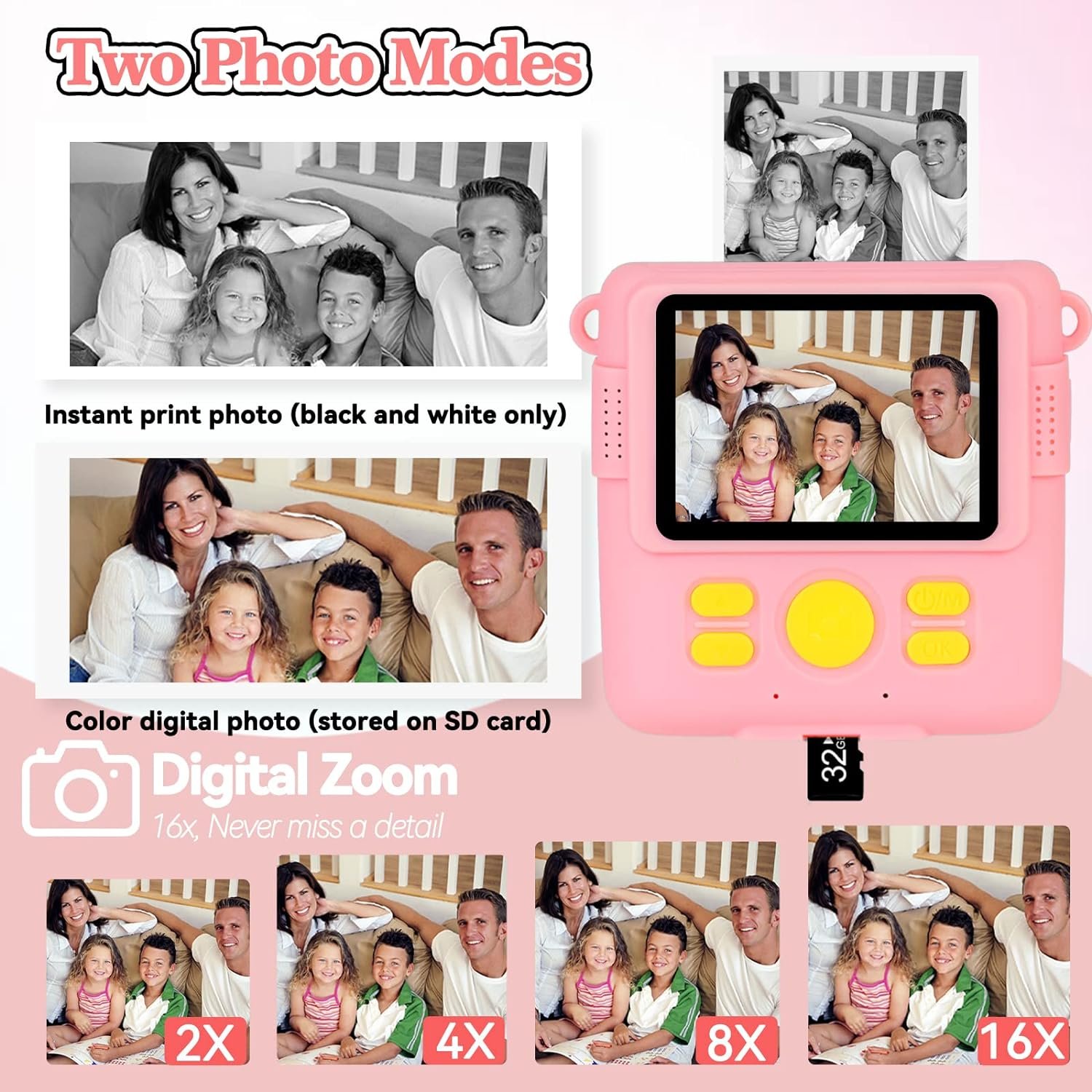 kids toy Digital Children Camera Instant 2.4 Inch Digital kid Camera Mini Thermal Printer instant photo camera ABS-681