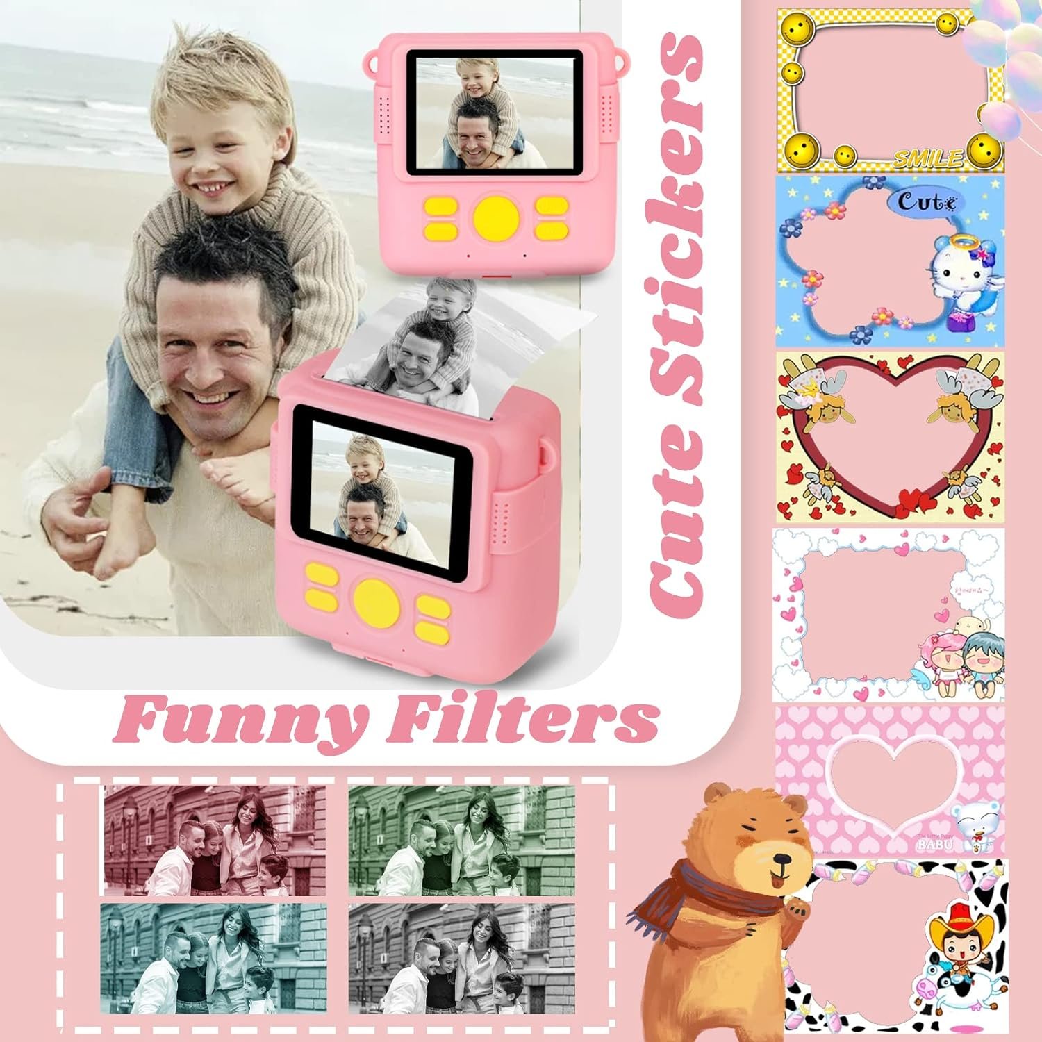 kids toy Digital Children Camera Instant 2.4 Inch Digital kid Camera Mini Thermal Printer instant photo camera ABS-681