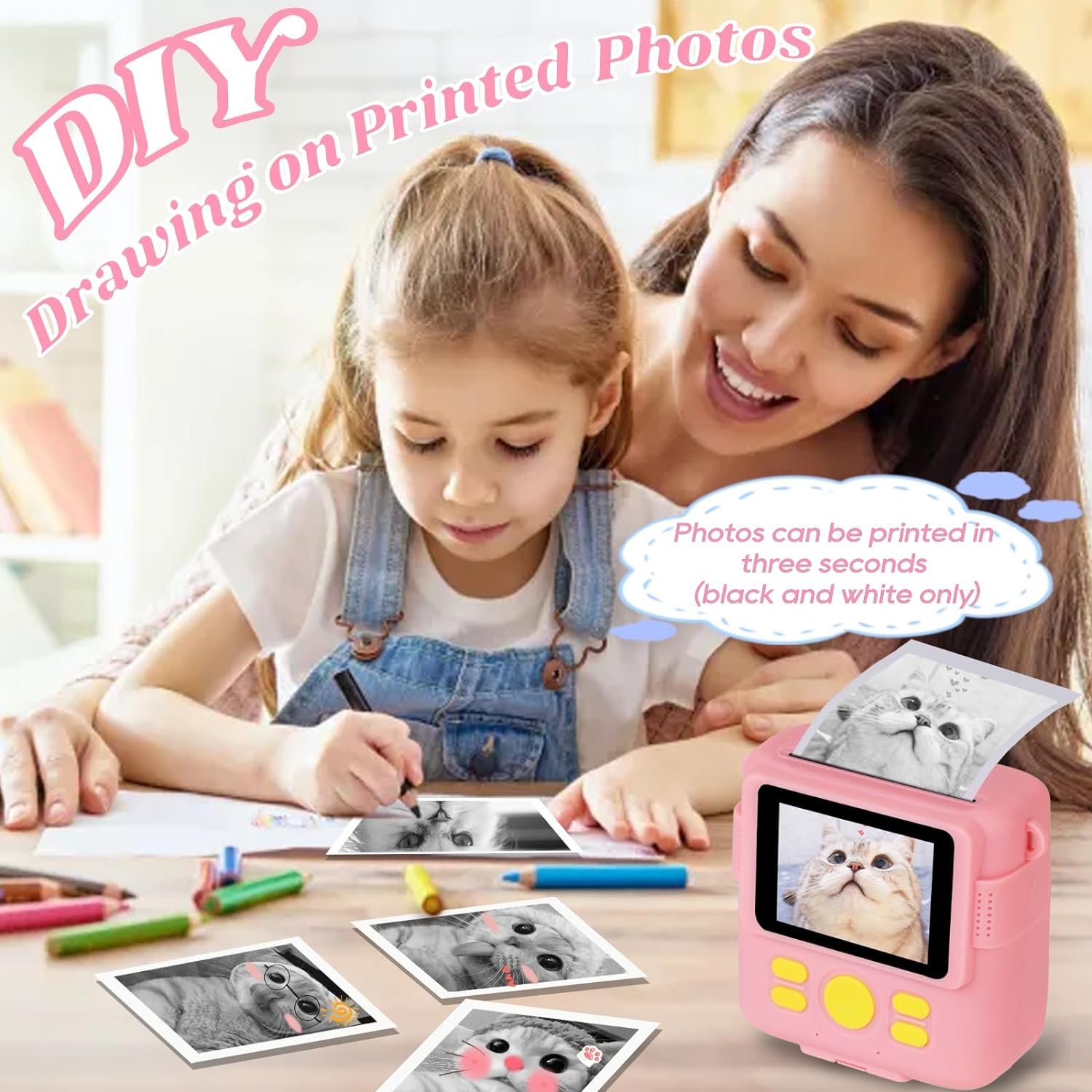 kids toy Digital Children Camera Instant 2.4 Inch Digital kid Camera Mini Thermal Printer instant photo camera ABS-681