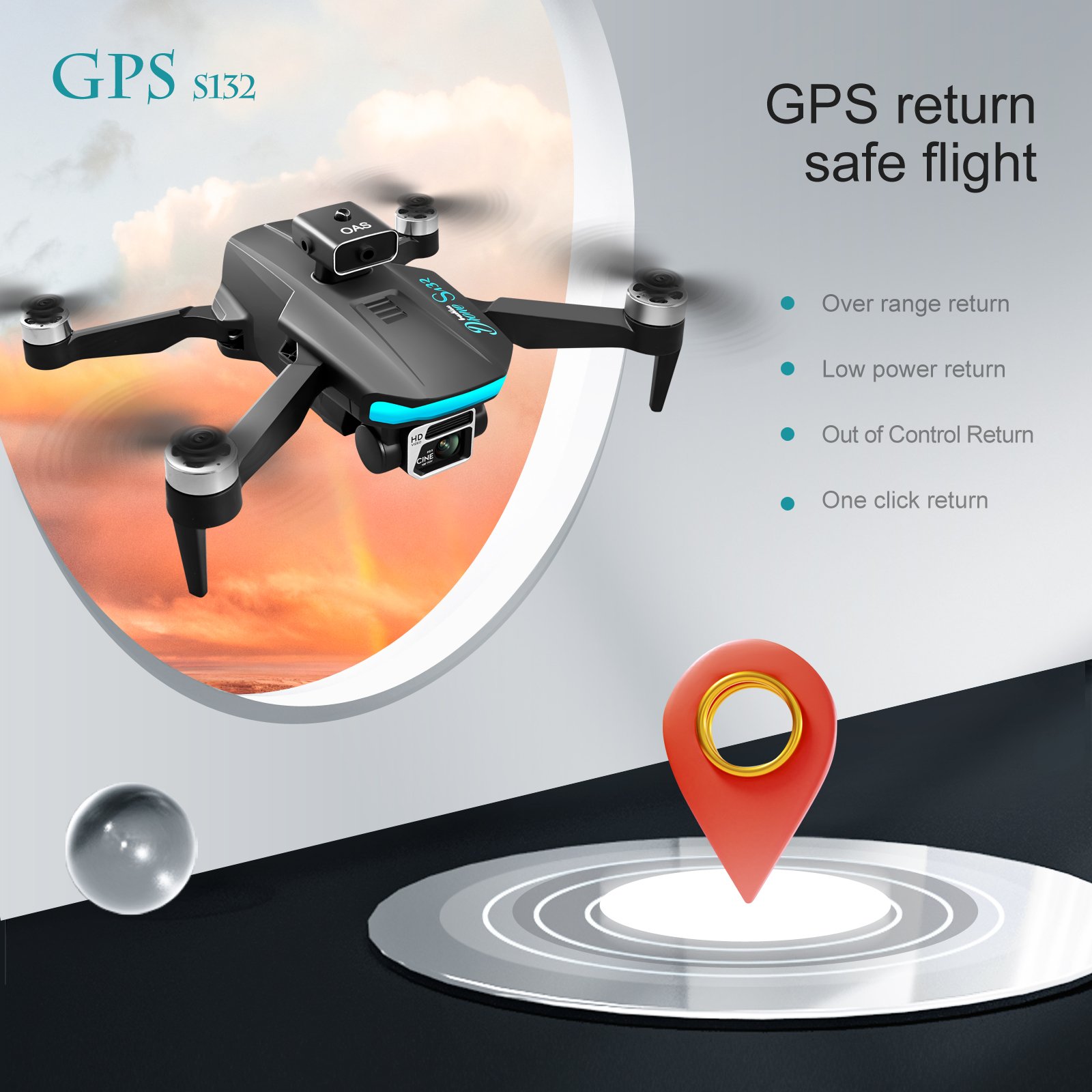 S132 RC Drone GPS 8K Professional Camera 5G WIFI 360 Obstacle Avoidance FPV Brushless Motor RC Quadcopter Mini Drone
