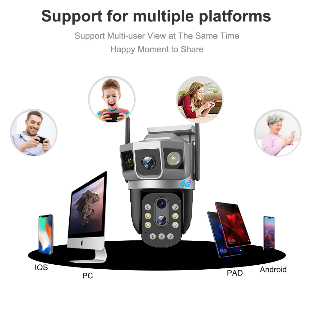 V380PRO OEM 4MP 10X Zoom Security Camera Wireless 4G Sim Card IR Night Vision Auto Alarm AI Smart Home Network CCTV Camera