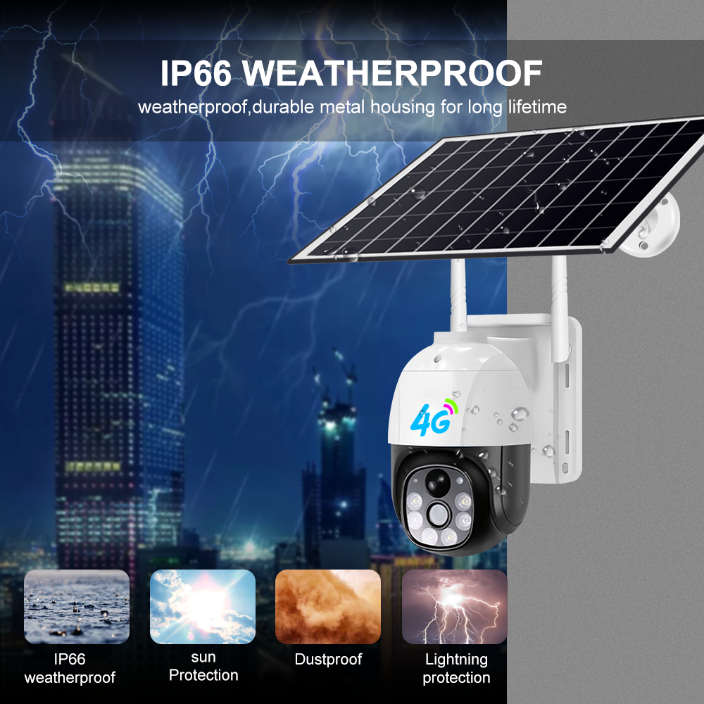 Yida 2025 Outdoor Network Solar CCTV Camera with 5MP Wireless 4G 360 Motion Detect Auto Tracking Sim Card & Low-Power Battery