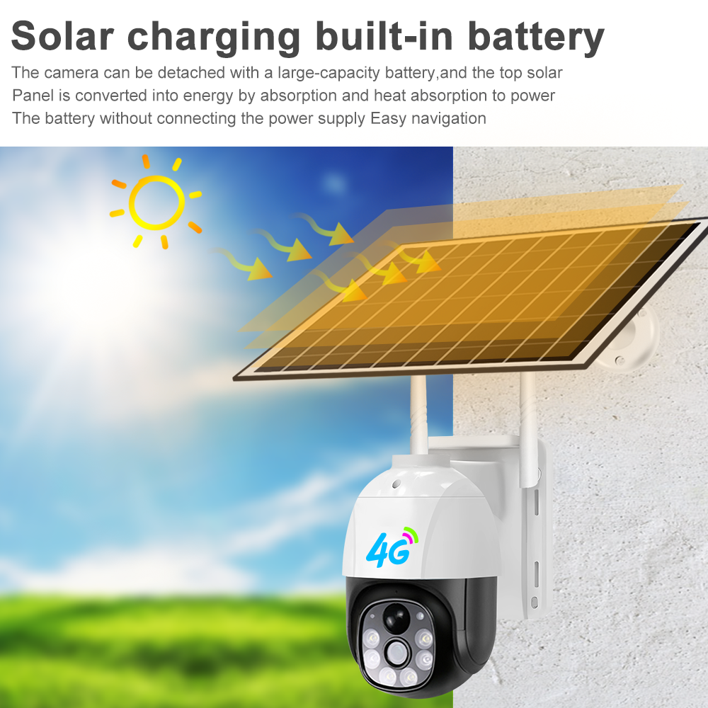 Yida 2025 Outdoor Network Solar CCTV Camera with 5MP Wireless 4G 360 Motion Detect Auto Tracking Sim Card & Low-Power Battery