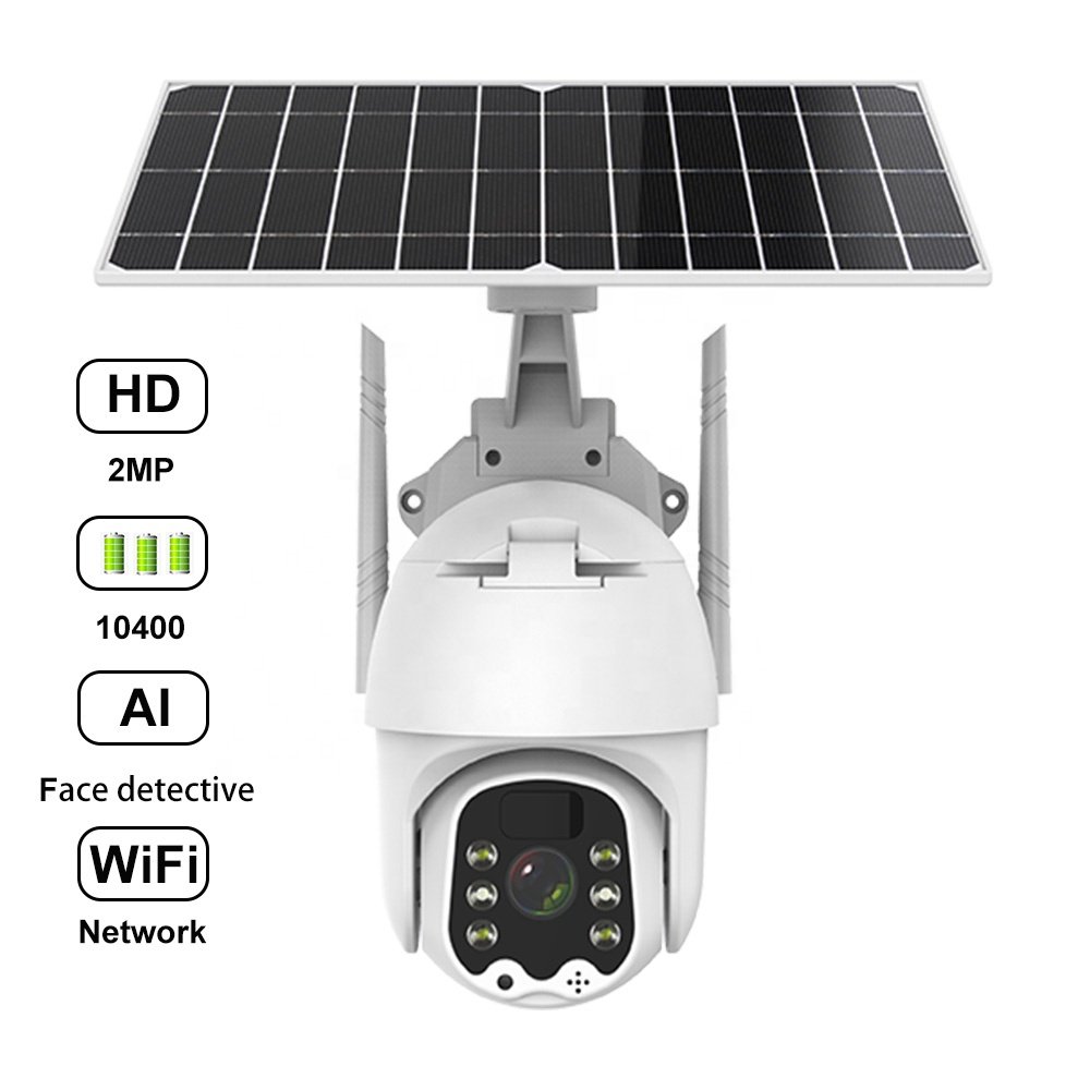 Waterproof Outdoor wireless solar powered Smart AI wifi camera solar security network camera system build in Battery