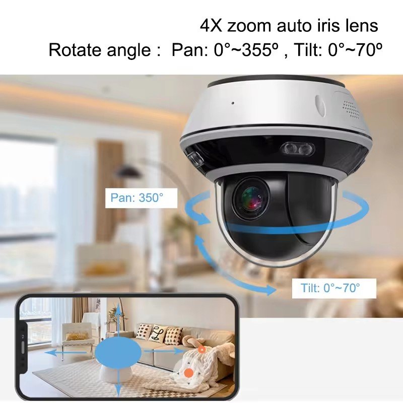 P2P 2 inch XMEYE IMX335 SD Card 5mp Security Outdoor Camara 360 RJ45 Lan Cable POE CCTV Mini PTZ Dome Camera 4X Optical Zooming