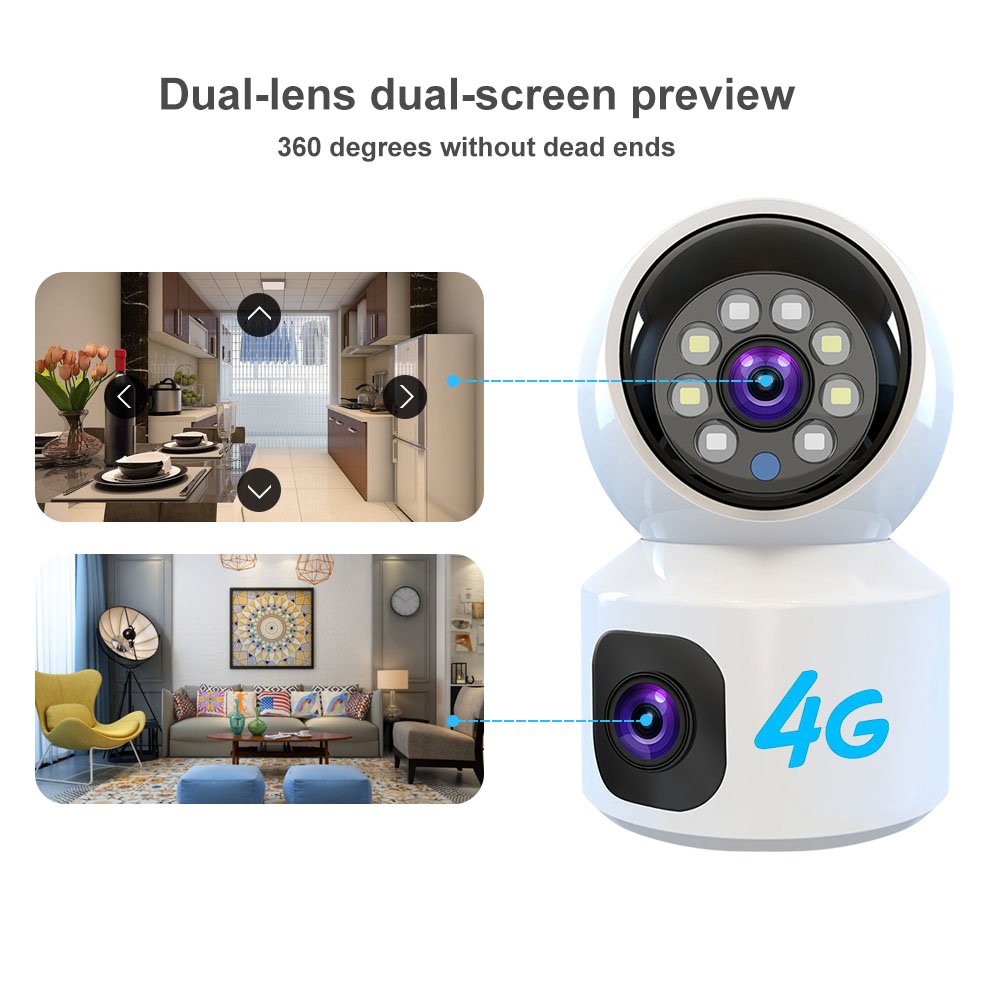 4G Security IP Network Camera Dual Lens HD PTZ Outdoor Home Surveillance Cam Wireless PTZ CCTV Camera
