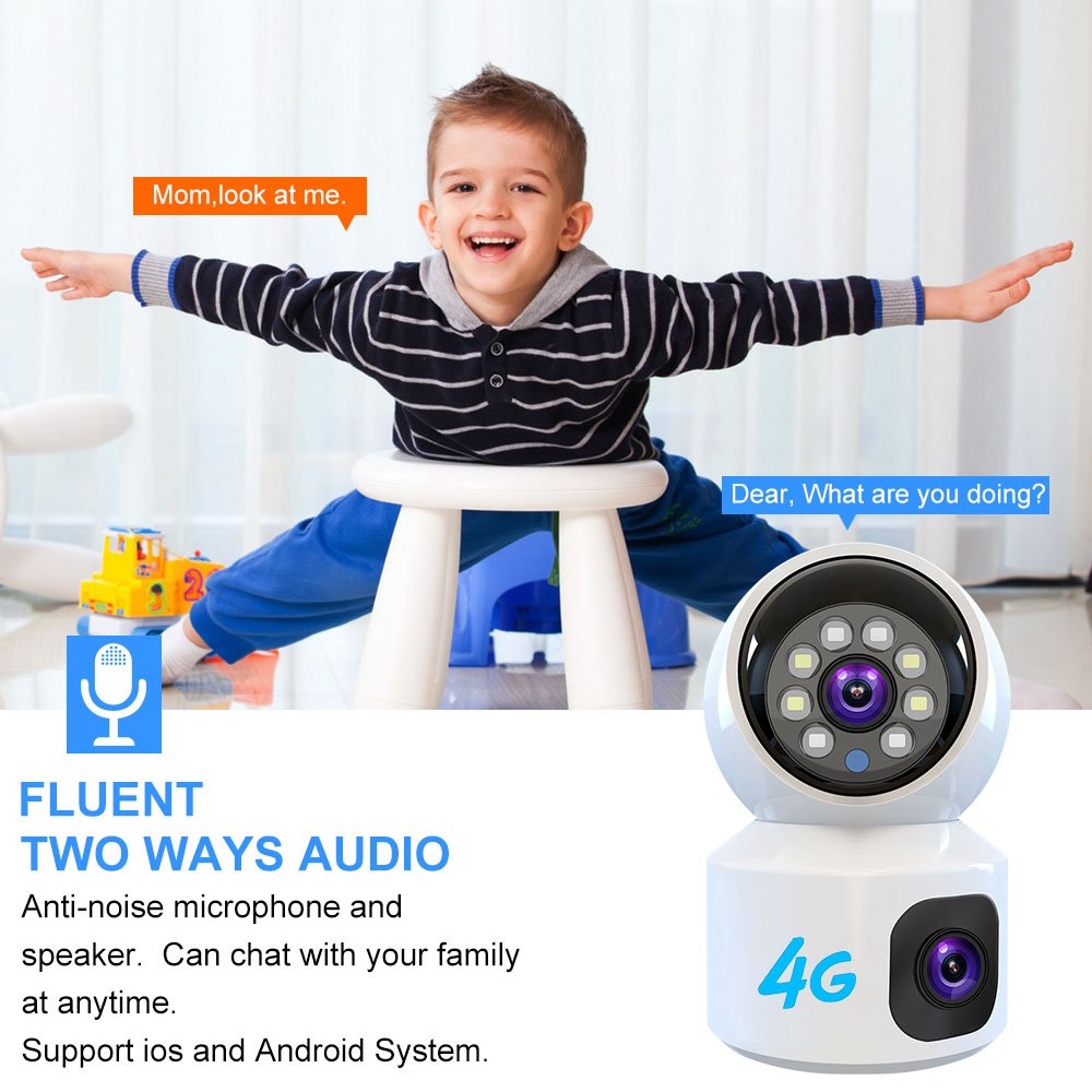 4G Security IP Network Camera Dual Lens HD PTZ Outdoor Home Surveillance Cam Wireless PTZ CCTV Camera