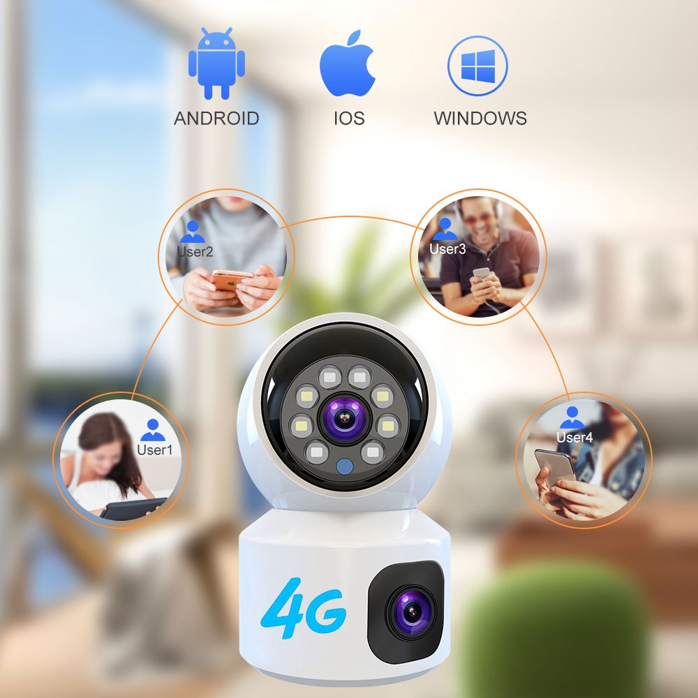4G Security IP Network Camera Dual Lens HD PTZ Outdoor Home Surveillance Cam Wireless PTZ CCTV Camera