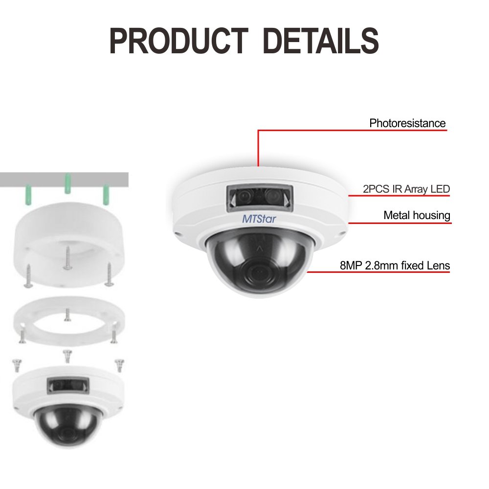 MTstar Fisheye Camera 1080P HD 8MP Life Mini Smart Security Camera 360 Degree Panoramic View Smart Hidden Camera