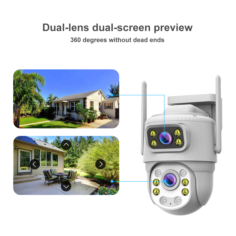 4k Outdoor Dual Lens Wireless Ip Camera Cctv V380 Pro Wifi Dual Ball Machine Camera 8mp Waterproof Ptz Network Camera