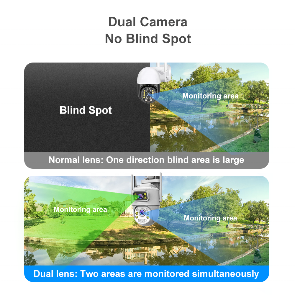 4k Outdoor Dual Lens Wireless Ip Camera Cctv V380 Pro Wifi Dual Ball Machine Camera 8mp Waterproof Ptz Network Camera