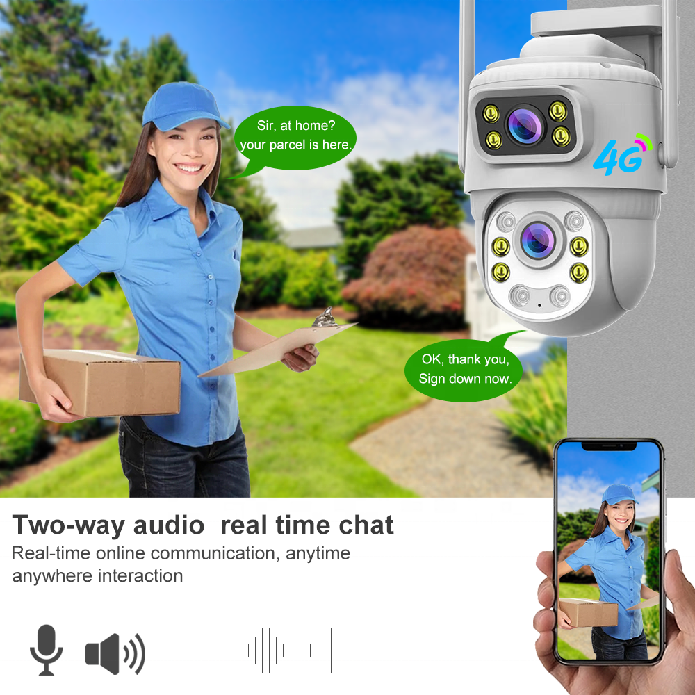 4k Outdoor Dual Lens Wireless Ip Camera Cctv V380 Pro Wifi Dual Ball Machine Camera 8mp Waterproof Ptz Network Camera