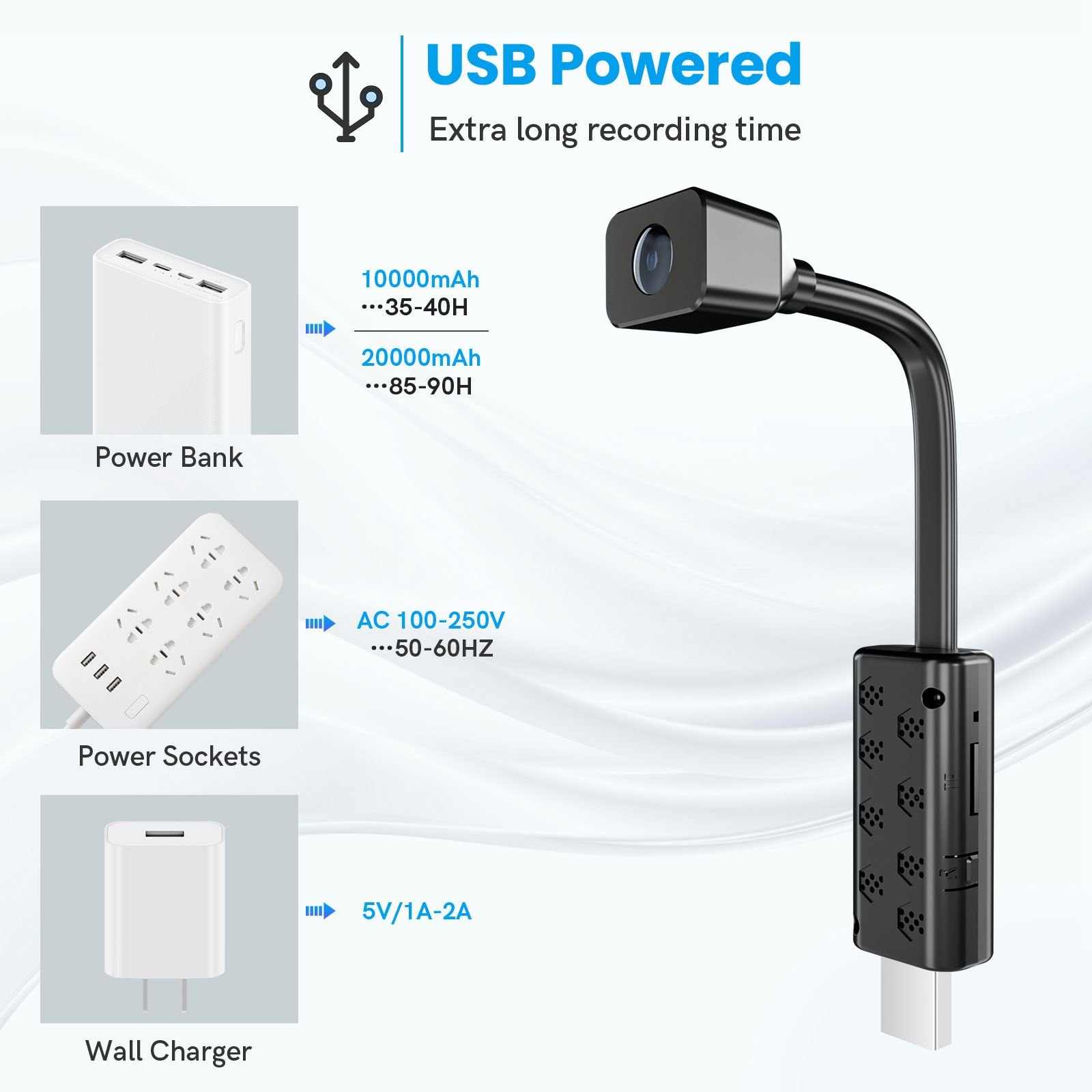 360 Flexible WiFi USB Camera Night Vision 1080P Wireless IP Camera Security Mini Camera