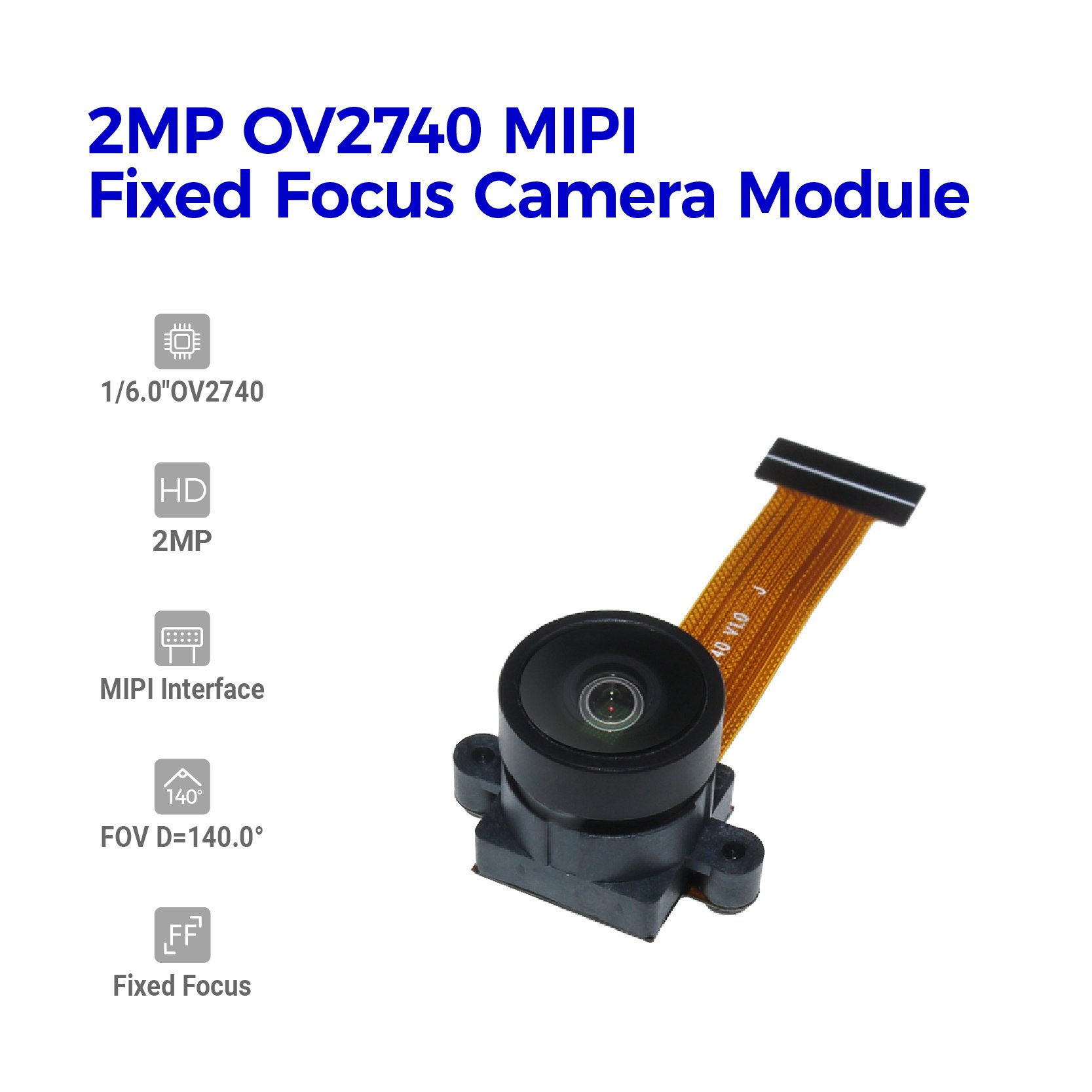 Customized OEM 2MP HD 140 Degree Wide View Angle Fixed Focus OV2740 Mini MIPI Camera Module