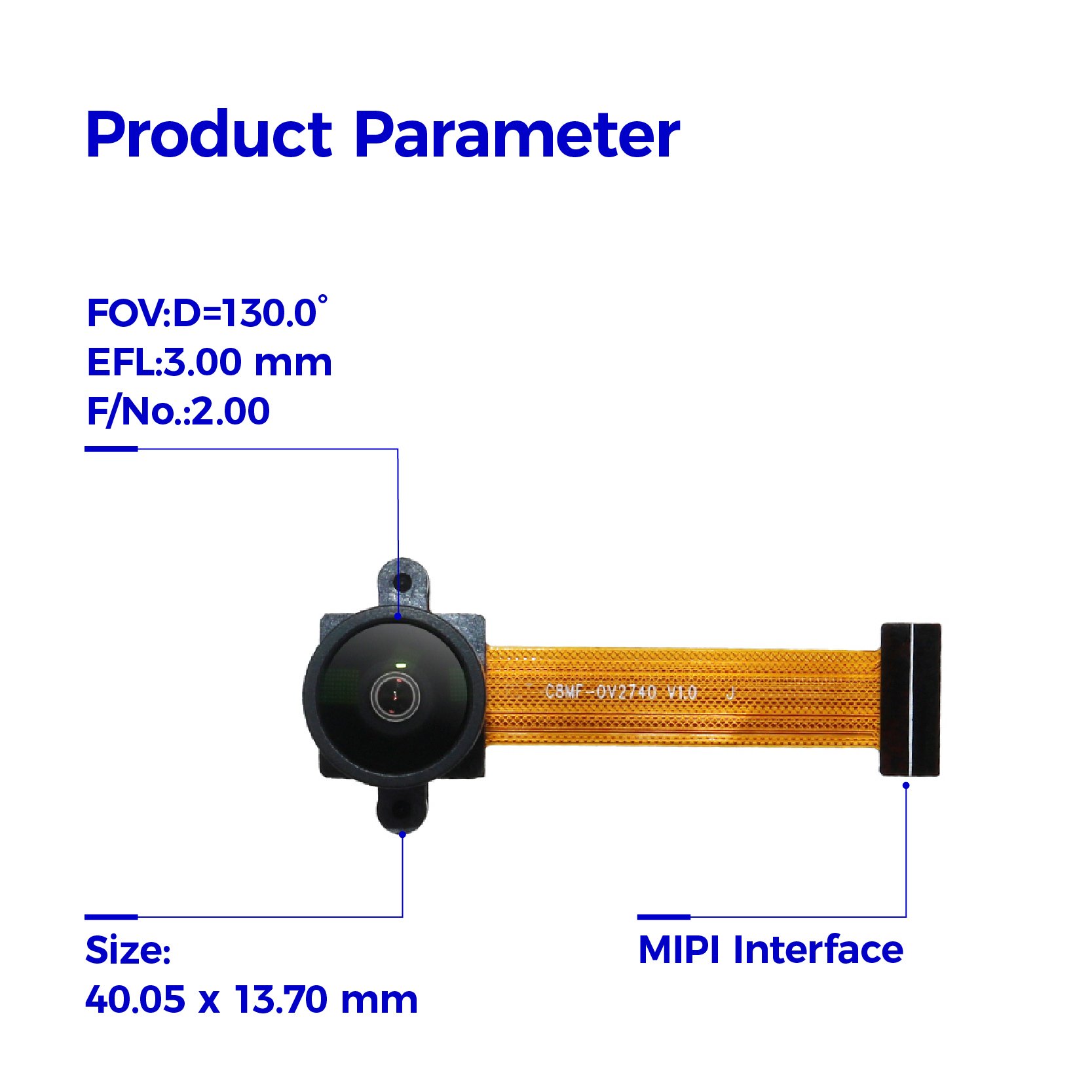 Customized OEM 2MP HD 140 Degree Wide View Angle Fixed Focus OV2740 Mini MIPI Camera Module